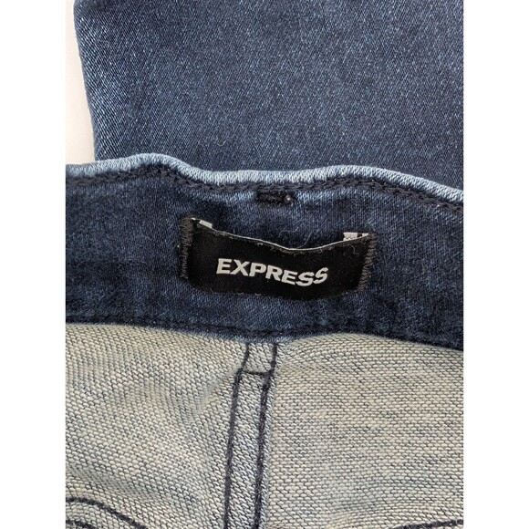 Express Dark Wash Skinny High Rise Faded Stretch Jeans Size 24/26.5 0R - Picture 3 of 8